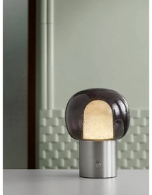 Antracitová hliníková LED stolová lampa so skleneným tienidlom (výška 32 cm) Iris – Blomus