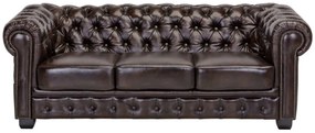furniture-nabytek.cz - Trojmiestna pohovka Chesterfield z pravej kože, hnedá – 200×90×72 cm