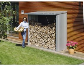 Prístrešok na drevo Biohort Woodstock 230 229x102x199 cm plechový strieborný metalický