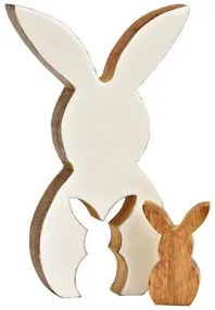 Drevený veľkonočný zajko HOPPYDUO sada 2 ks, 20 cm, biely