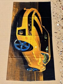 Plážová osuška FUNNY YELLOW CAR 70x140 cm