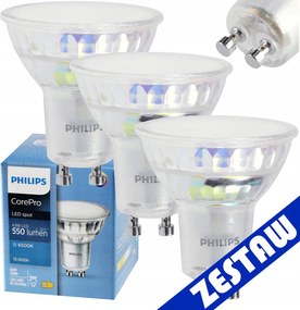 SADA 3x žiarovka Philips GU10 4,9W 550lm 112lm/W 6500K EyeComfort CorePro