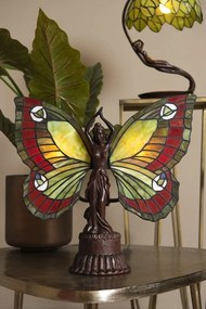 Farebná stolná lampa Tiffany Butterfly Lady - 41 * 20 * 41 cm E14 / max 2 * 25W