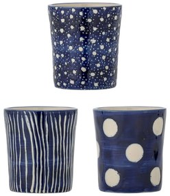 Tmavomodré šálky v súprave 3 ks na espresso z kameniny 190 ml Minoa – Bloomingville