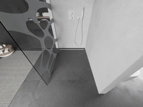 Mexen Kioto, Walk-In sprchová zástena 90 x 200 cm, 8mm sklo číre/biely vzor, biely profil, 800-090-101-20-97