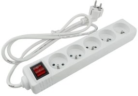 ECOLIGHT Predlžovací kábel 1,5m - 5 zásuviek - biely