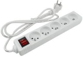 ECOLIGHT Predlžovací kábel 1,5m - 5 zásuviek - biely