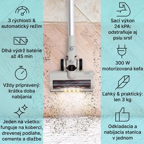 Klarstein LARMA bezsáčkový bezkáblový vysávač, batéria 45 min prevádzky, max. LED
