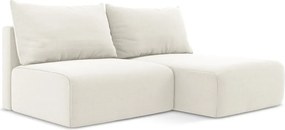 Krémovobiela zamatová rozkladacia/s úložným priestorom rohová pohovka (pravý roh/s leňoškou) Kalena – Makamii