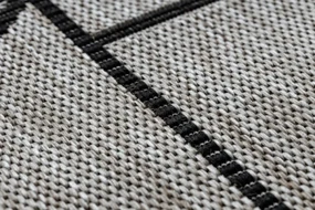 Koberec SIZAL FLOORLUX 20605 geometrický trojuholník - strieborný / čierny