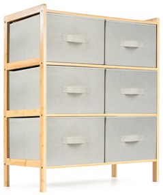 G21 Bambusový regál s košíkmi, 3 police, béžová, 3 poschodia