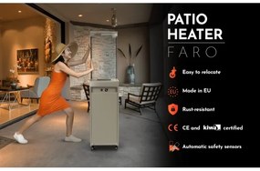 Planika Faro GAS - Vonkajší plynový krb 142x36 cm 8kW šedá + ochranný kryt