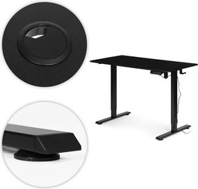 Elektrický nastaviteľný stôl 120 x 60 cm, nastaviteľná výška 72-117 cm, biely