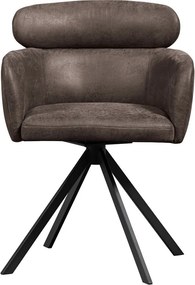 Tmavohnedé čalúnené jedálenské kreslo s podrúčkami Fenne – WOOOD