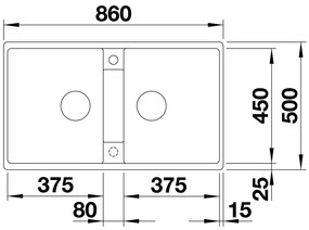 Blanco Zia 9, silgranitový drez 860x500x190 mm, 2-komorový, čierna, BLA-526029