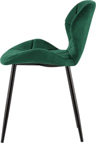 Jedálenská stolička MANGO VELVET s čiernymi nohami, tmavozelená
