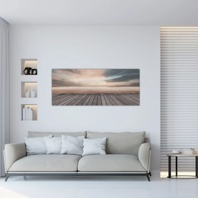 Obraz - Mólo pri západe slnka (120x50 cm)