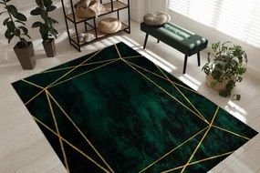 Koberec EMERALD exkluzívne 1022 glamour, štýlový geometrický, mramor zelené / zlato Veľkosť: 120x170 cm