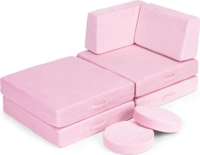 DIY veľká skladacia modulárna pohovka pre deti 8 mäkkých vankúšov - ružová ECOTOYS