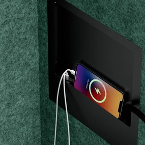 Akustická kabína SALLY MentalBox 1150 mm – čierny korpus, zelené sedadlo