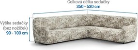 Bielastické poťahy MARMO béžové rohová sedačka (š. 350 - 530 cm)