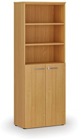 Kombinovaná kancelárska skriňa PRIMO WOOD, dvere na 3 poschodia, 2128 x 800 x 420 mm, buk