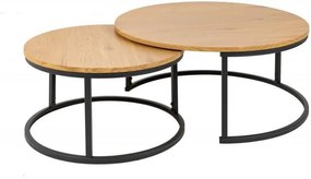 Nemecko -  Dizajnový konferenčný stolík STUDIO 80 cm z 2 kusov, dub, prírodná, čierna