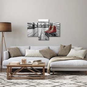 Obraz červených starých kolieskových topánok (90x60 cm)