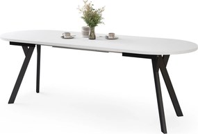 Mazzoni ALMO Biely mat / čierne nohy - OVÁLNY ROZKLADACÍ STÔL 140-240 cm PRE 10-12 OSÔB