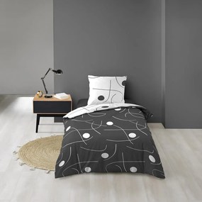 Biele/tmavosivé obliečky na jednolôžko z mikrovlákna 140x200 cm Sonate – douceur d'intérieur