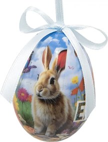 12ks dekorácia závesné vajíčko s zajačikmi Spring Egg - Ø 4*5 cm