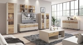 Skrinka s presklením Romy, šedá/dub