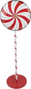 Červeno-biela kovová dekorácia lízanky Lollipop - 40*30*120 cm