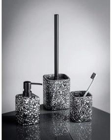 Čierny téglik na zubné kefky Wenko Terrazzo
