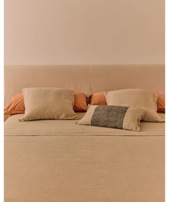 Béžová čalúnená dvojlôžková posteľ bez roštu 180x200 cm Blok – Kave Home