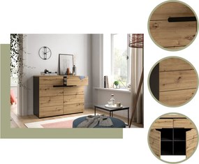 Komoda so zásuvkami Cano, 100 cm, šedá/dub artisan