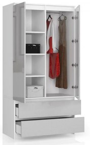 Skriňa S 90 cm 2D 2SZ CLP metalická, lesk
