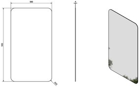 Sapho Sapho, ISHAPE zrkadlo s brúseným okrajom 50x90cm, zaoblené rohy, CU free, AG495