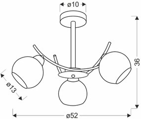 Luster na tyči AMOS 3xE27/40W/230V zlatá