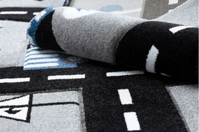 Detský metrážny koberec PETIT CITY MESTO ULICE ULIČKY sivý