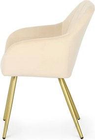 Sada štyroch jedálenských stoličiek LUXANO zamatové, béžové / zlaté nohy (4 ks)