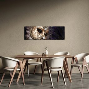 Obraz sochy so škraboškou (s hodinami) (90x30 cm)