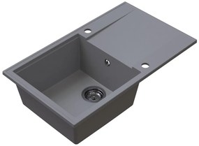 Sink Quality Sink55, kuchynský granitový drez 780x460x215 mm + grafitový sifón, šedá, SKQ-SINK.D.1KDOL.XB