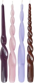 TWISTED Sada sviečok 4 ks 29 cm - sv. fialová