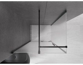 Mexen Velar, sprchový kút s posuvnými dverami 90 x 70 cm, 8mm sklo námraza, čierna matná, 871-090-070-31-70