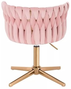 LuxuryForm DESIGN Stolička LYON VELUR na zlatom kríži - ružová