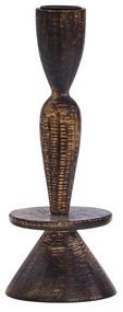 MADAM STOLTZ Drevený svietnik Dark Natural 18 cm