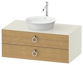 DURAVIT White Tulip závesná skrinka pod umývadlo na dosku, 2 zásuvky, 1000 x 550 x 408 mm, dub prírodný masív/nordická biela vysoký lesk, WT49910H5H4