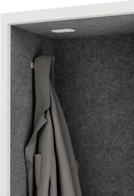 Akustická kabína SALLY MentalBox 600 mm – biely korpus, tmavosivé sedadlo