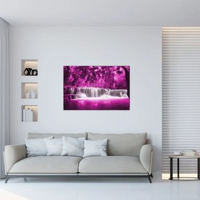 Obraz - fialový, vodopád (90x60 cm)